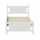 NNEED Wooden Bed Frame King Single Pine Wood White