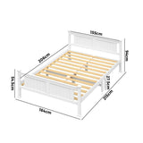 NNEED Wooden Bed Frame Queen Size Pine Wood White