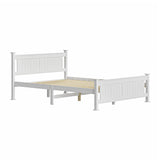 NNEED Wooden Bed Frame Queen Size Pine Wood White
