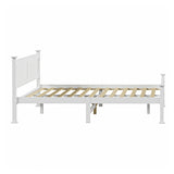 NNEED Wooden Bed Frame Queen Size Pine Wood White
