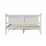 NNEED Wooden Bed Frame Queen Size Pine Wood White
