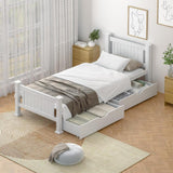 NNEED Wooden Bed Frame Single with Storage Drawers Trundles
