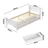 NNEED Wooden Bed Frame Single with Storage Drawers Trundles