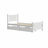 NNEED Wooden Bed Frame Single with Storage Drawers Trundles