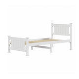 NNEED Wooden Bed Frame Single Size Pine Wood White