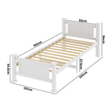 NNEED Wooden Bed Frame Single Size Pine Wood White