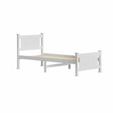 NNEED Wooden Bed Frame Single Size Pine Wood White