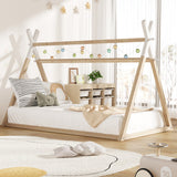 NNEED Kids Bed Frame Wooden King Single Teepee House