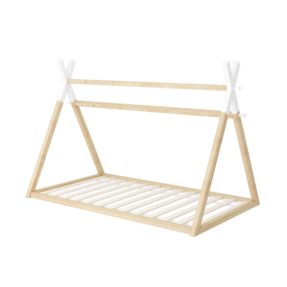 NNEED Kids Bed Frame Wooden King Single Teepee House