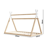 NNEED Kids Bed Frame Wooden King Single Teepee House