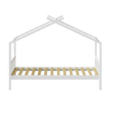 NNEED Bed Frame Wooden Kids Single Timber House Beds White