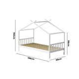 NNEED Bed Frame Wooden Kids Single Timber House Beds White