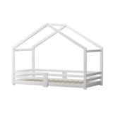 NNEED Single Bed Frame Wooden Kids House Style White