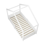 NNEED Single Bed Frame Wooden Kids House Style White