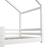 NNEED Single Bed Frame Wooden Kids House Style White