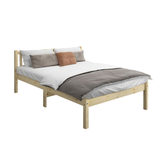 NNEED Wooden Bed Frame Double Size Slat Support