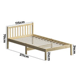 NNEED Wooden Bed Frame King Single with Headboard