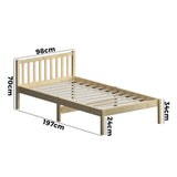 NNEED Bed Frame Single Size Wooden Kids Bed