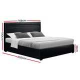 NNEDSZ Artiss Bed Frame Double Size LED Gas Lift Black COLE