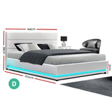 NNEDSZ Artiss Bed Frame Double Size LED Gas Lift White LUMI