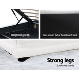 NNEDSZ Artiss Bed Frame Queen Size LED Gas Lift White LUMI