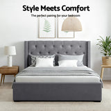 Artiss Queen Bed Frame Storage Tufted Headboard Gas Lift Base Grey