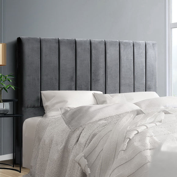 NNEDSZ Artiss Bed Head Headboard Queen Velvet - VELA Grey