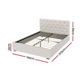 NNEDSZ Artiss Bed Frame Double Size Gas Lift Beige VILA
