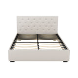 NNEDSZ Artiss Bed Frame Double Size Gas Lift Beige VILA