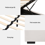 NNEDSZ Artiss Bed Frame Double Size Gas Lift Beige VILA