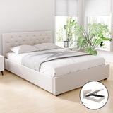 NNEDSZ Artiss Bed Frame Double Size Gas Lift Beige VILA