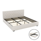 NNEDSZ Artiss Bed Frame King Size Gas Lift Beige VILA