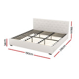 NNEDSZ Artiss Bed Frame King Size Gas Lift Beige VILA