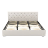 NNEDSZ Artiss Bed Frame King Size Gas Lift Beige VILA
