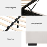 NNEDSZ Artiss Bed Frame King Size Gas Lift Beige VILA