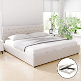 NNEDSZ Artiss Bed Frame King Size Gas Lift Beige VILA