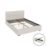 NNEDSZ Artiss Bed Frame Queen Size Gas Lift Beige VILA