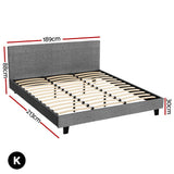 NNEDSZ Artiss Bed Frame King Size Grey NEO