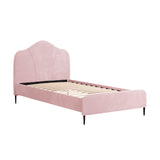 NNEDSZ Artiss Bed Frame King Single Size Velvet Pink OLAN