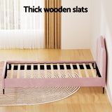 NNEDSZ Artiss Bed Frame King Single Size Velvet Pink OLAN