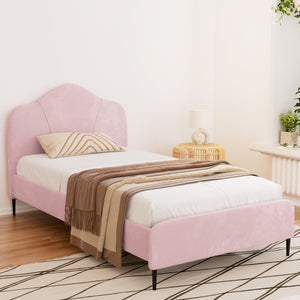 NNEDSZ Artiss Bed Frame King Single Size Velvet Pink OLAN