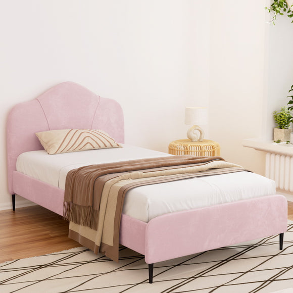 NNEDSZ Artiss Bed Frame King Single Size Velvet Pink OLAN