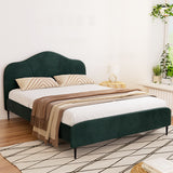 NNEDSZ Artiss Bed Frame Queen Size Velvet Dark Green OLAN