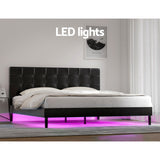 NNEDSZ Artiss Bed Frame King Size LED Black RAVI