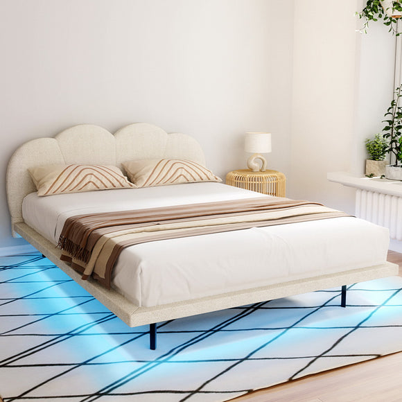 NNEDSZ Artiss Bed Frame Queen Size Boucle Beige SASA