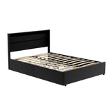 NNEDSZ Artiss Bed Frame Double Size LED with 4 Drawers Black DUNN