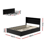 NNEDSZ Artiss Bed Frame Double Size LED with 4 Drawers Black DUNN
