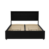 NNEDSZ Artiss Bed Frame Double Size LED with 4 Drawers Black DUNN