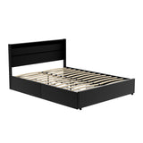 NNEDSZ Artiss Bed Frame Queen Size LED with 4 Drawers Black DUNN