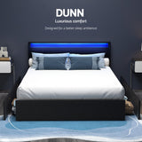 NNEDSZ Artiss Bed Frame Queen Size LED with 4 Drawers Black DUNN